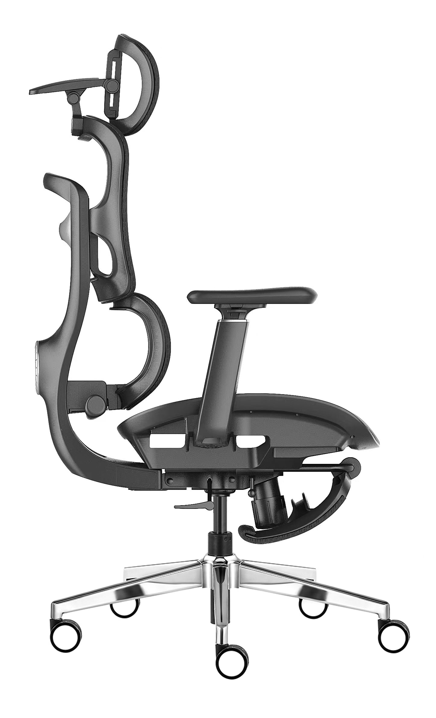 Lateral da cadeira Ergonômica A08 Premium  SENSETUP preta