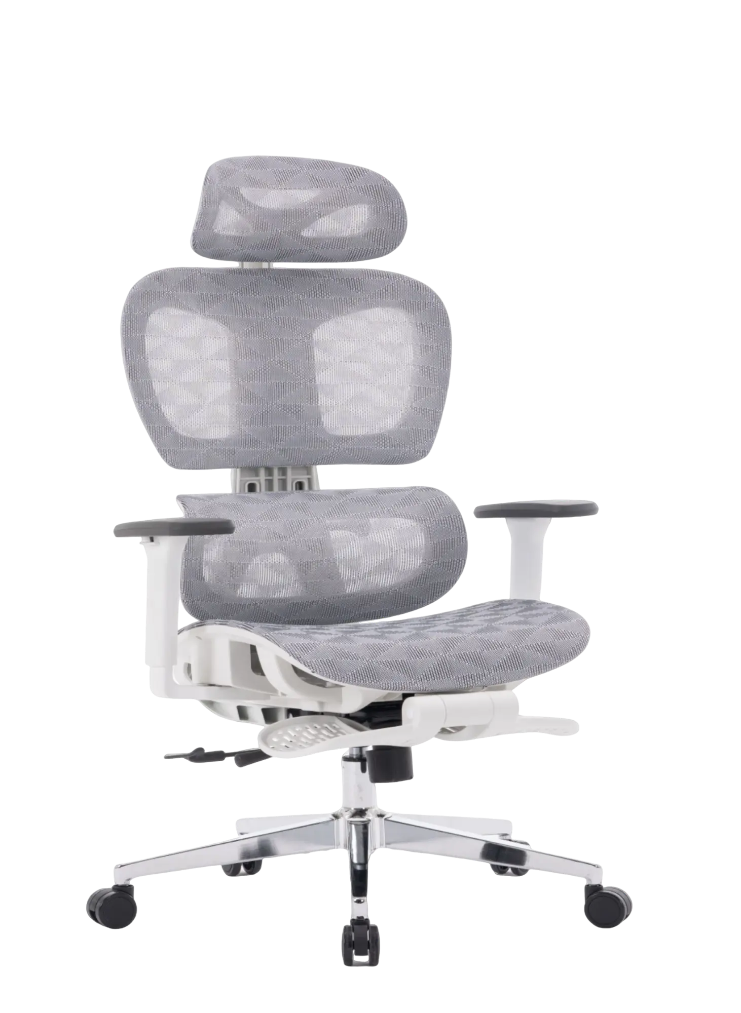 Imagem da cadeira ergonômica cosy t03 da Sensetup. O produto da imagem possui cor branca. Modelo possui braços, apoio para os pés, cabeça e mais ajustes.
