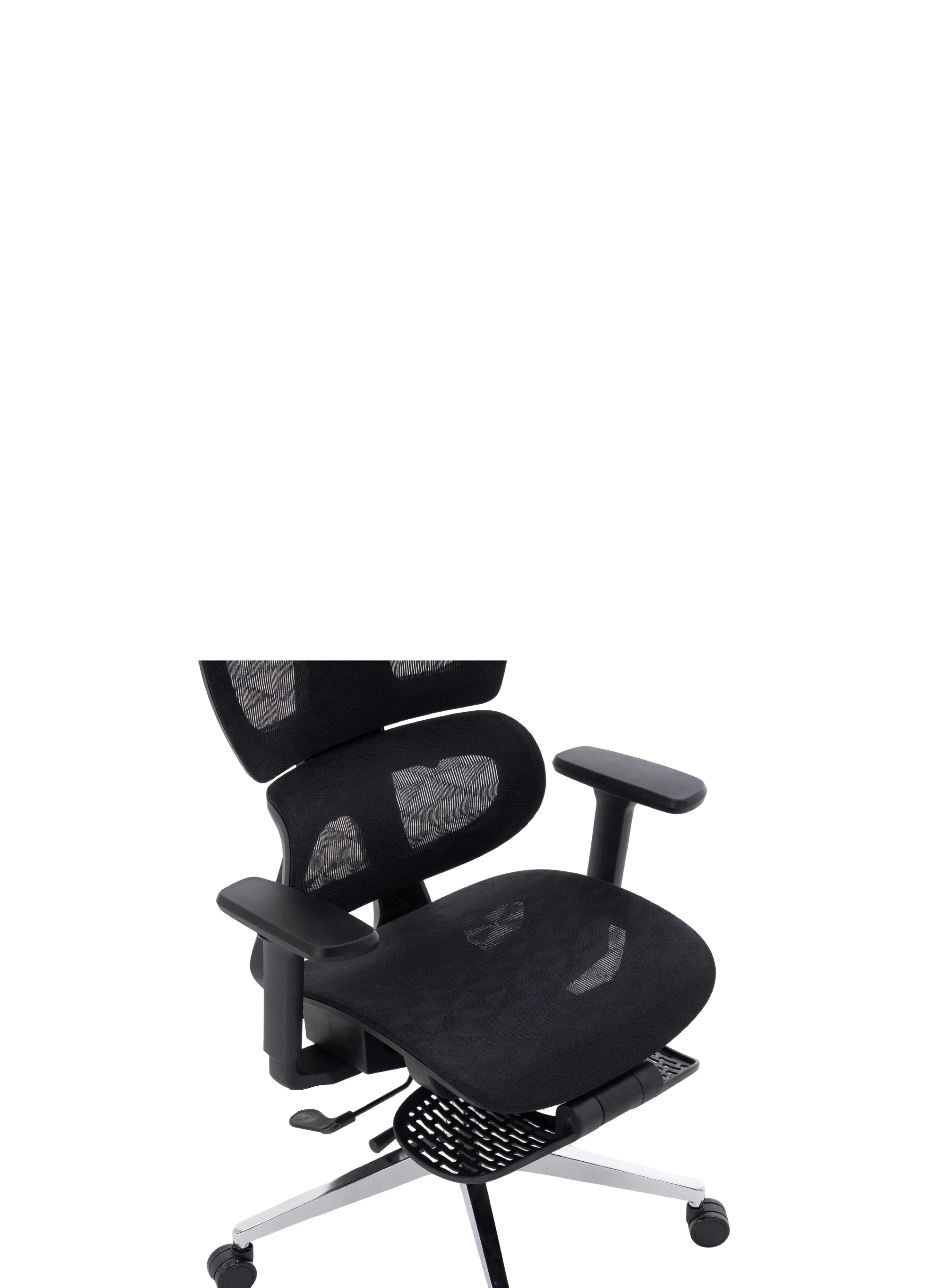 Imagem da cadeira ergonômica cosy t03 na cor preta, é possível o revestimento em mesh que permite melhor respirabilidade.