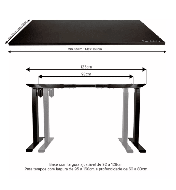 Mesa com Regulagem Elétrica de Altura Halec E - SENSETUP