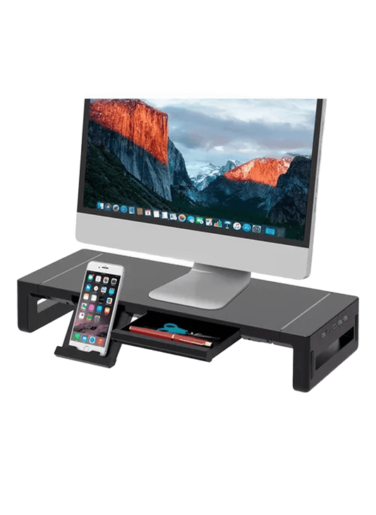 Suporte Monitor de Mesa Imon RGB Portas USB e Gavetas